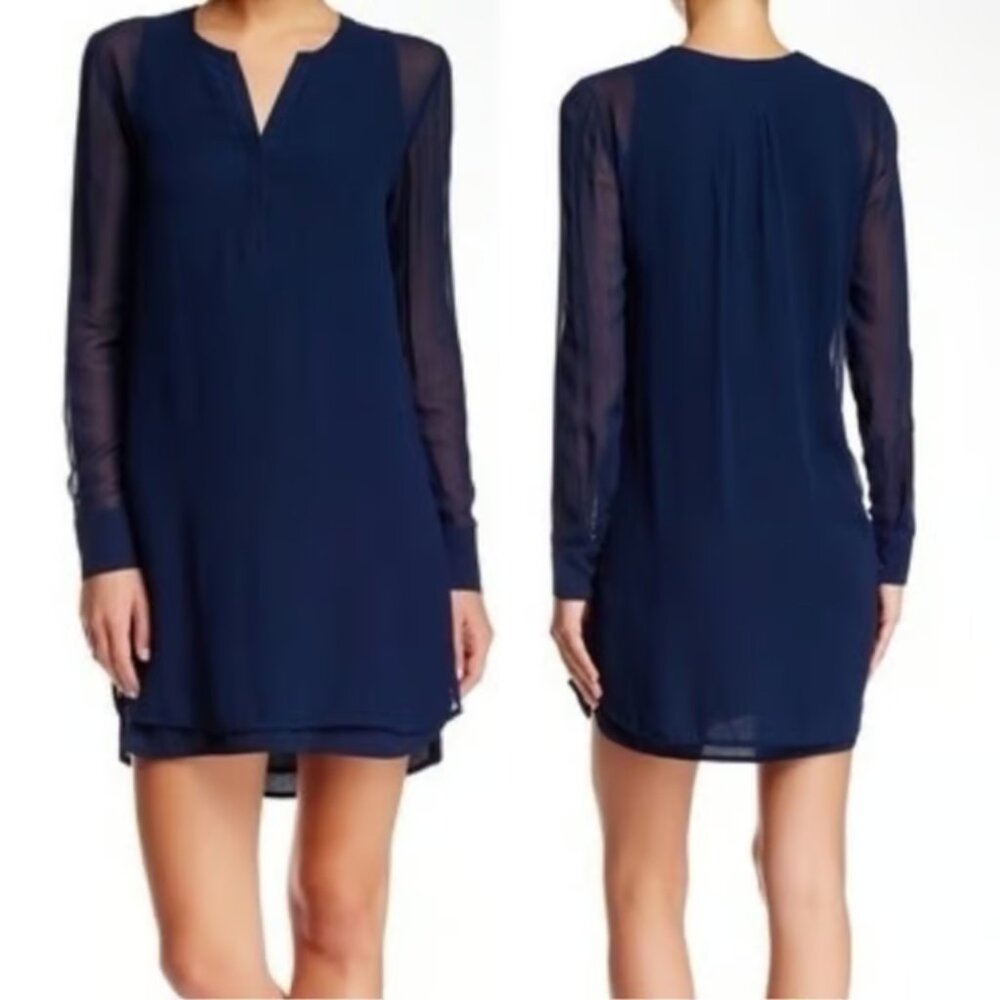 Vince 100% Silk Deep Blue Long Sleeve Dress Tunic or Long Shirt